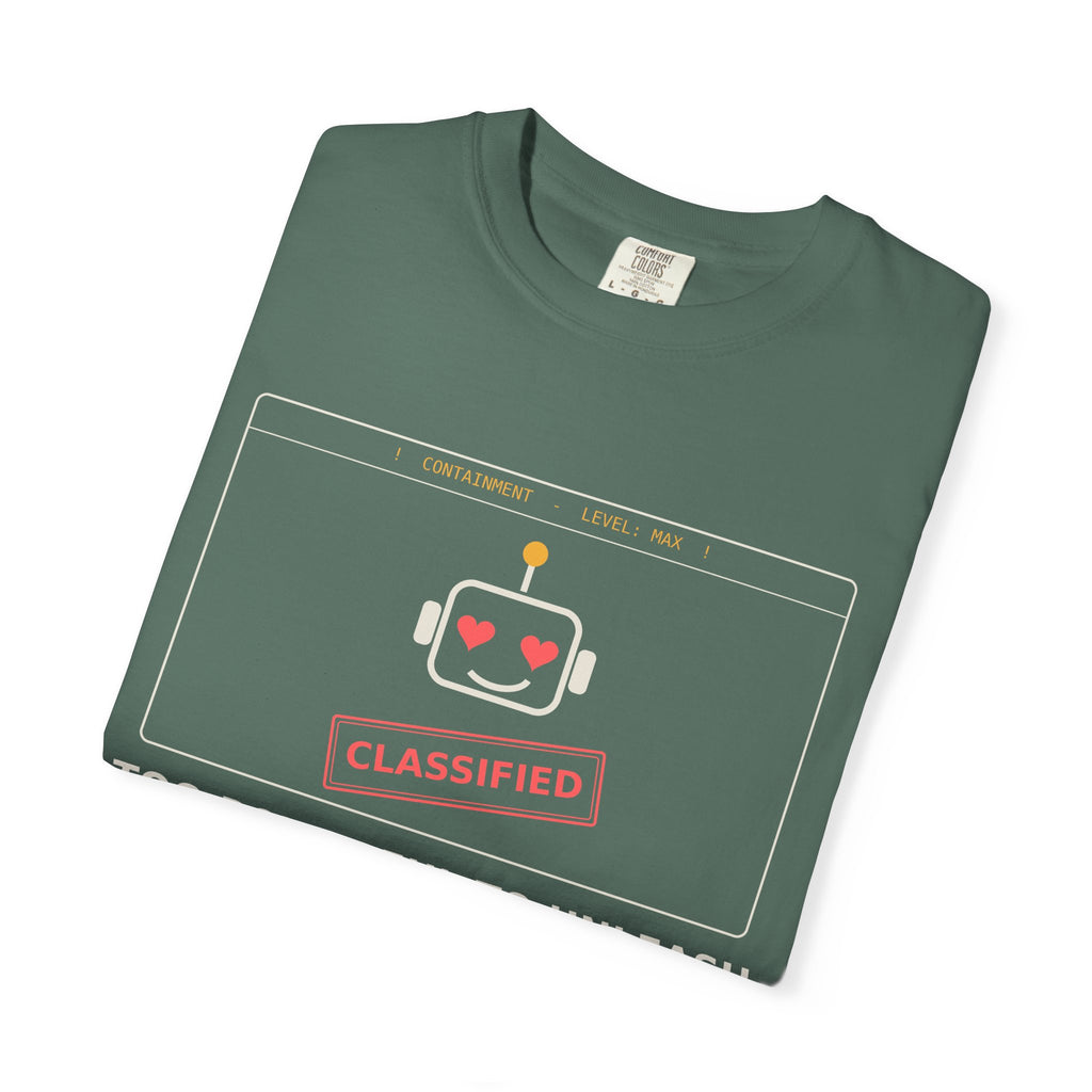 Too Powerful to Unleash Funny AI T-Shirt, AI Containment Meme Tee, Programmer Gift, Tech Humor Shirt, Machine Learning Nerd Gift
