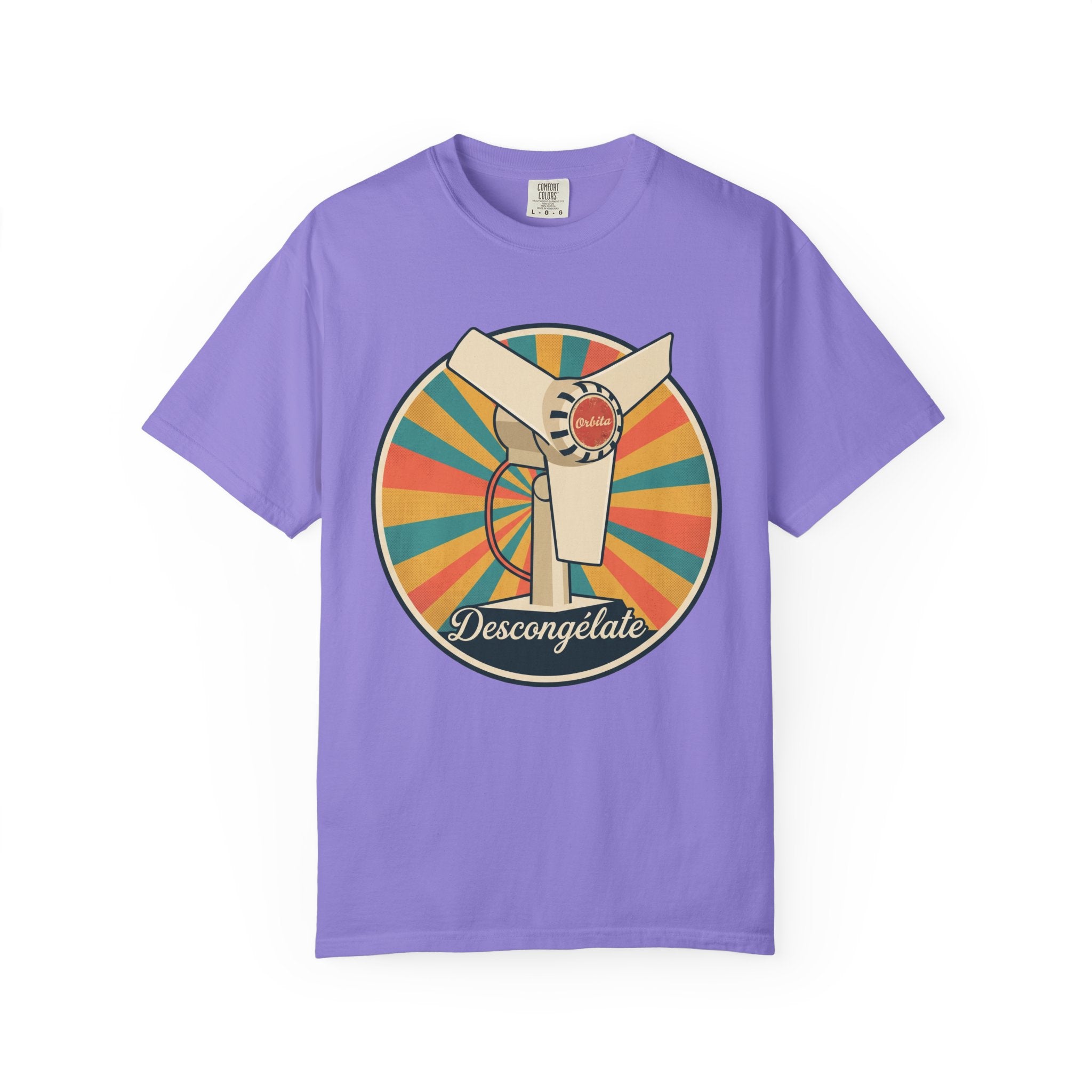Retro Cuban Fan T-Shirt — "Descongélate" Vintage Tech Graphic Tee