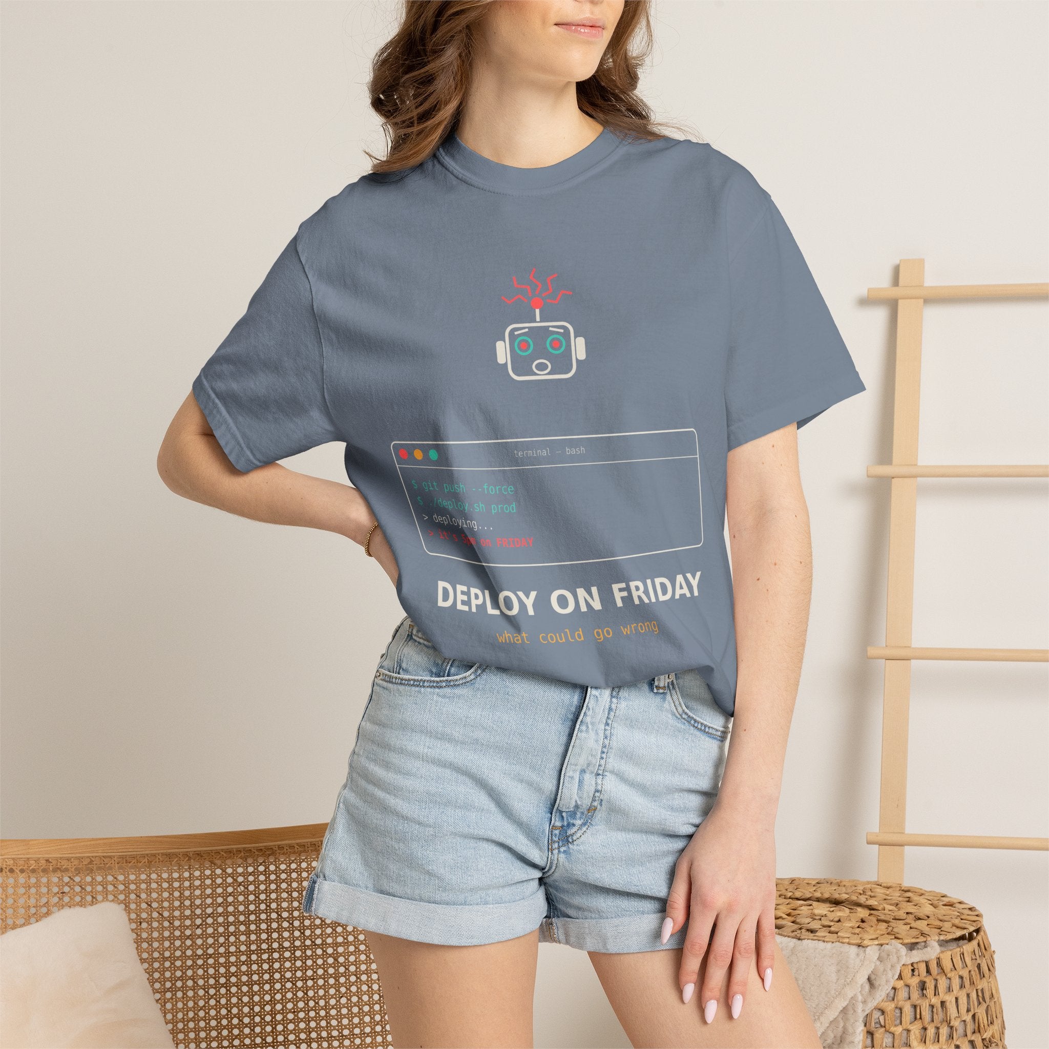 Deploy on Friday Funny Programmer T-Shirt, Coding Humor Tee, Software Developer Gift, DevOps Meme Shirt, Tech Nerd Gift for Coders
