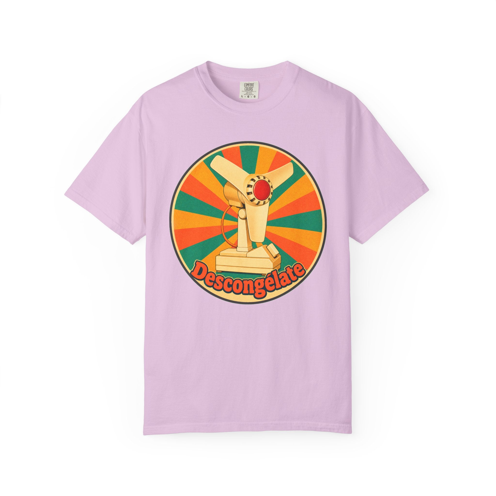 Retro Cuban Fan T-Shirt — "Descongélate" Vintage Tech Graphic Tee