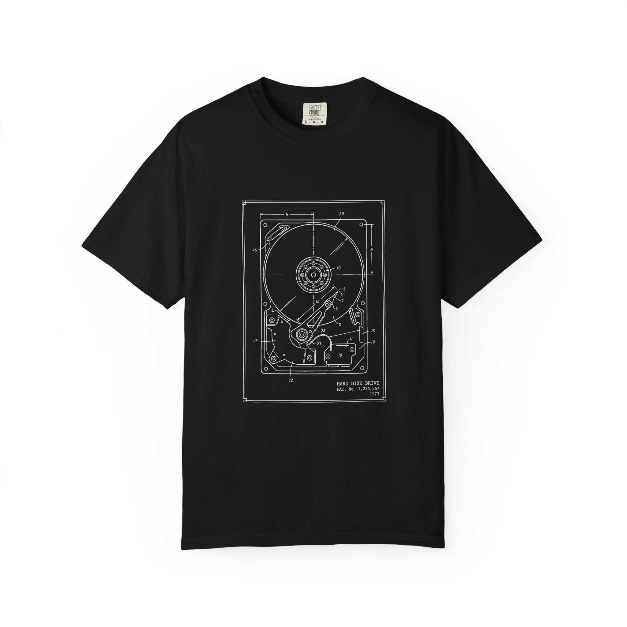 Hard Drive Blueprint T-Shirt | Vintage Computer Parts Diagram, Tech Diagram Tee