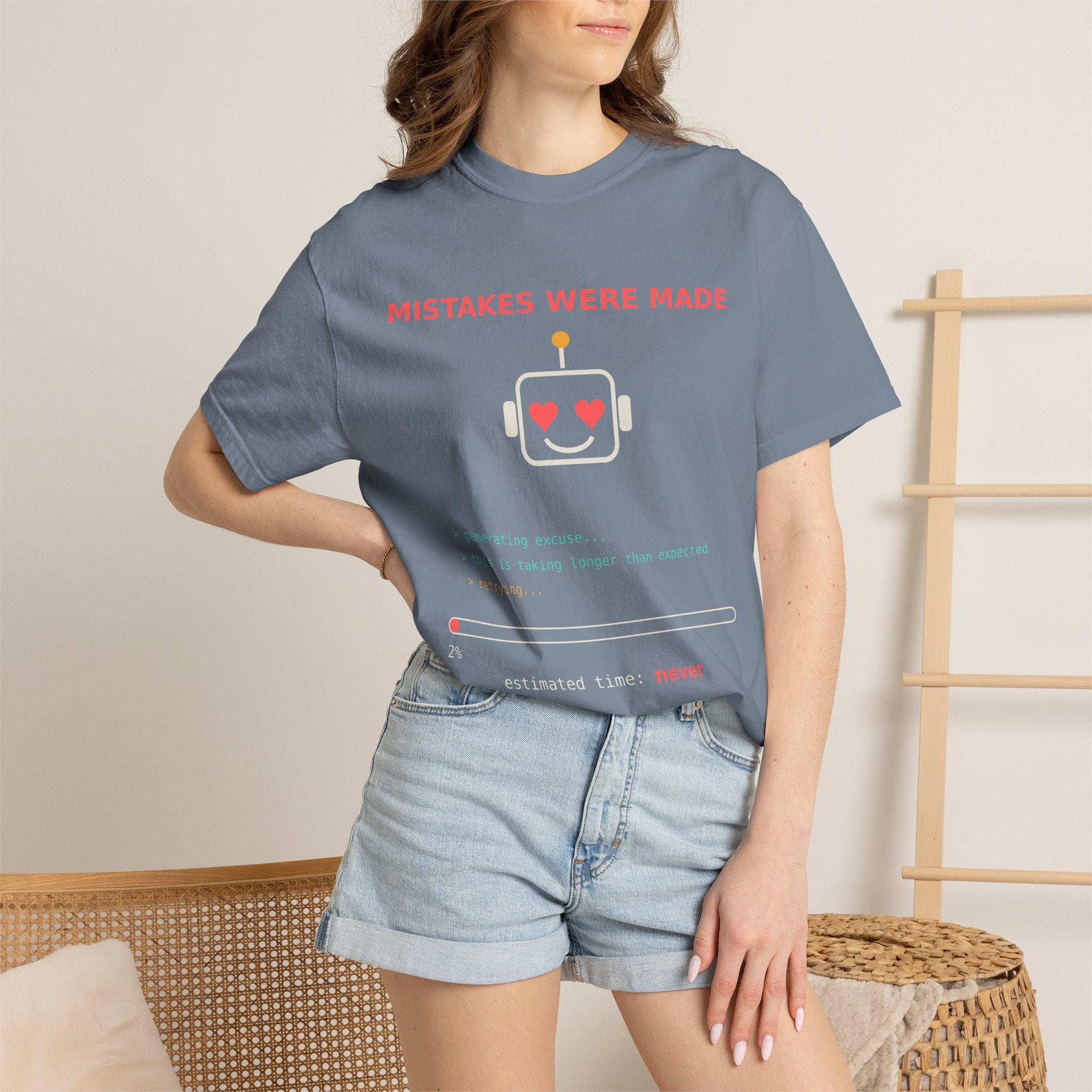 Mistakes Were Made Funny Excuse T-Shirt, AI Generating Excuse Meme Tee, Sarcastic Guilty Humor Shirt, Funny Gift for Him Her, Nerd Tee