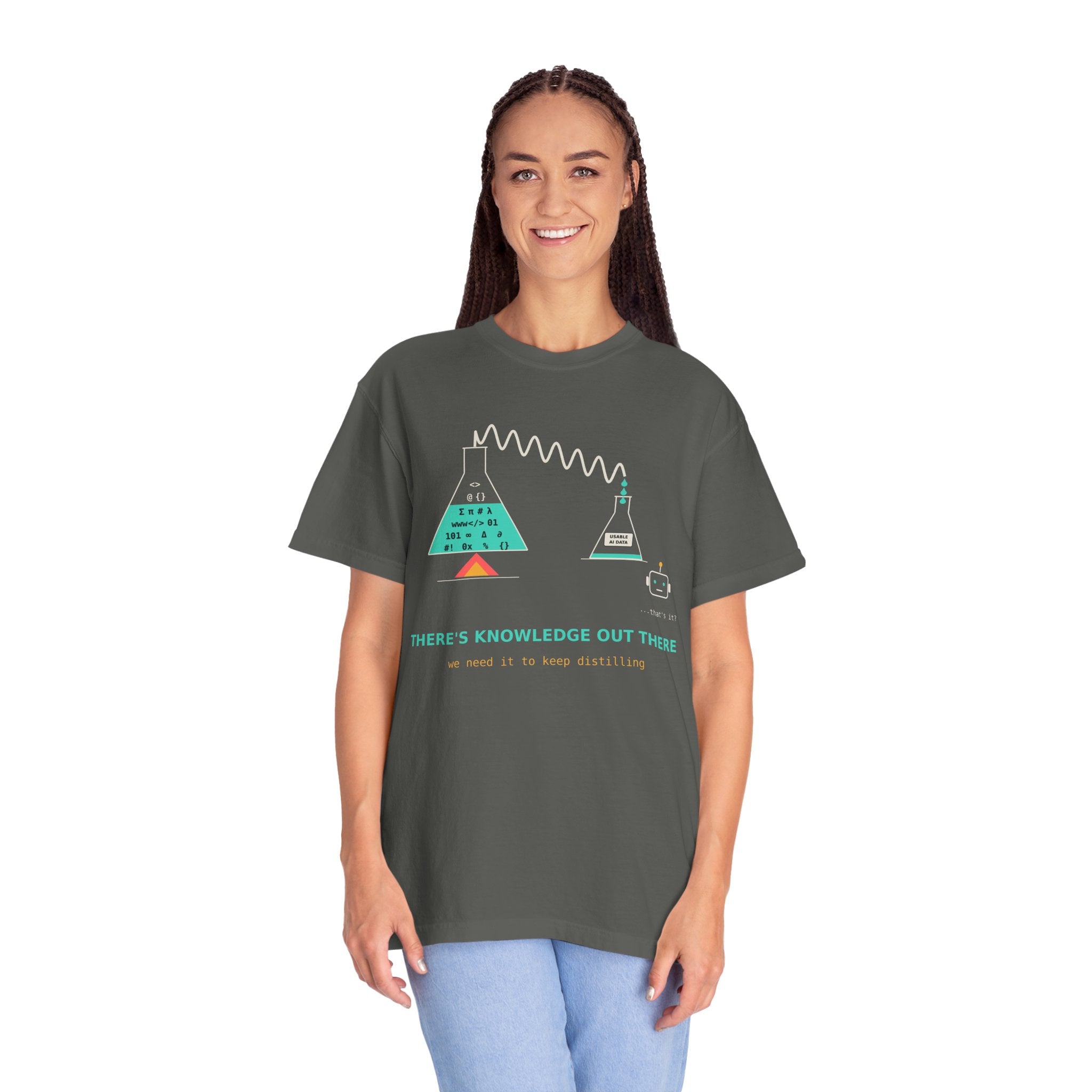 Theres Knowledge Out There Funny AI T-Shirt, Data Science Meme Tee, Machine Learning Gift, Programmer Tech Humor Nerd Shirt for Coders