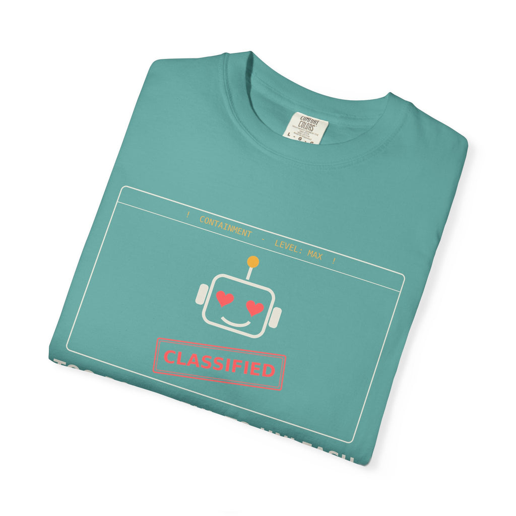 Too Powerful to Unleash Funny AI T-Shirt, AI Containment Meme Tee, Programmer Gift, Tech Humor Shirt, Machine Learning Nerd Gift
