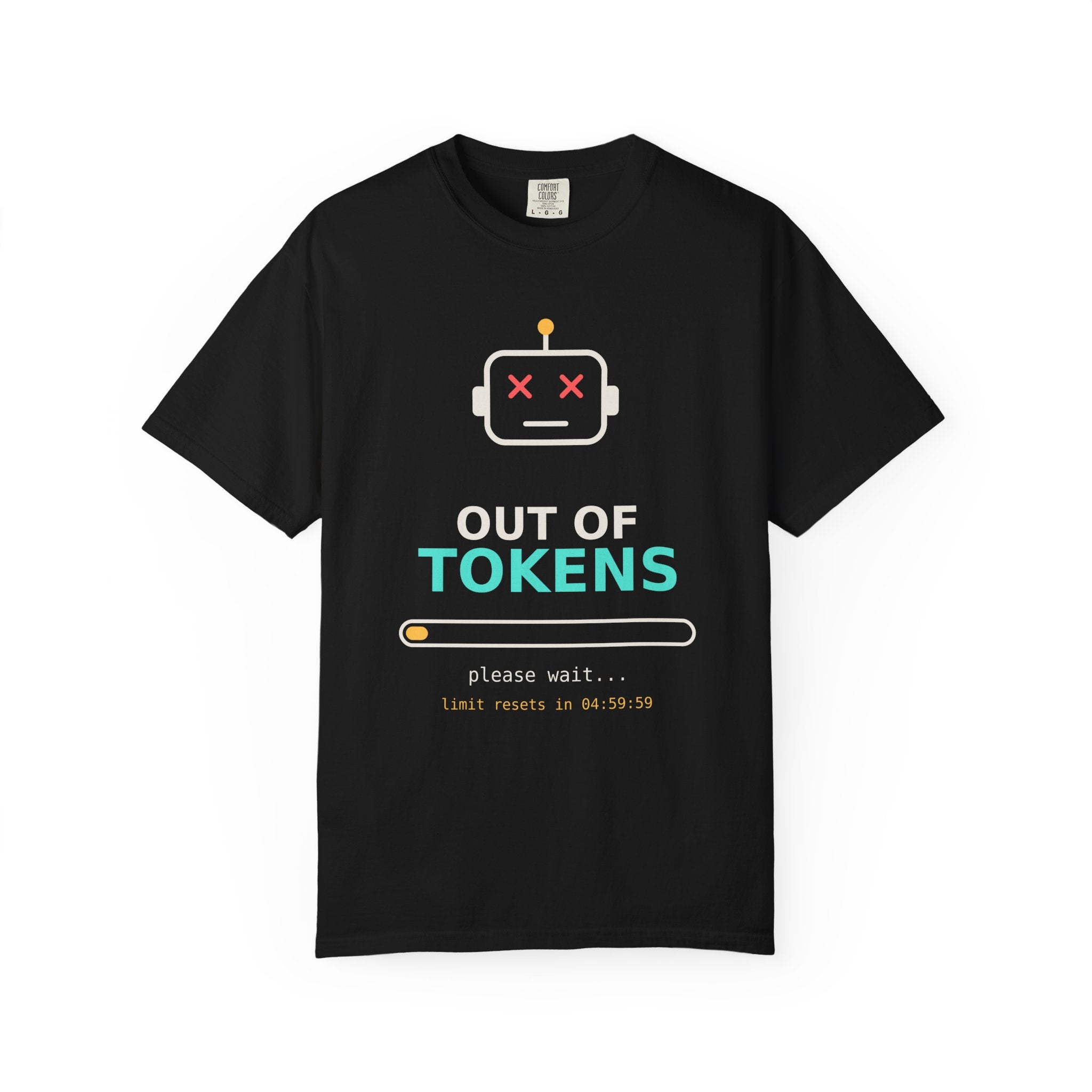 Out of Tokens Funny AI T-Shirt, Prompt Engineer Gift, Programmer Developer Tee, AI Meme Shirt for Coders, Machine Learning Tech Humor