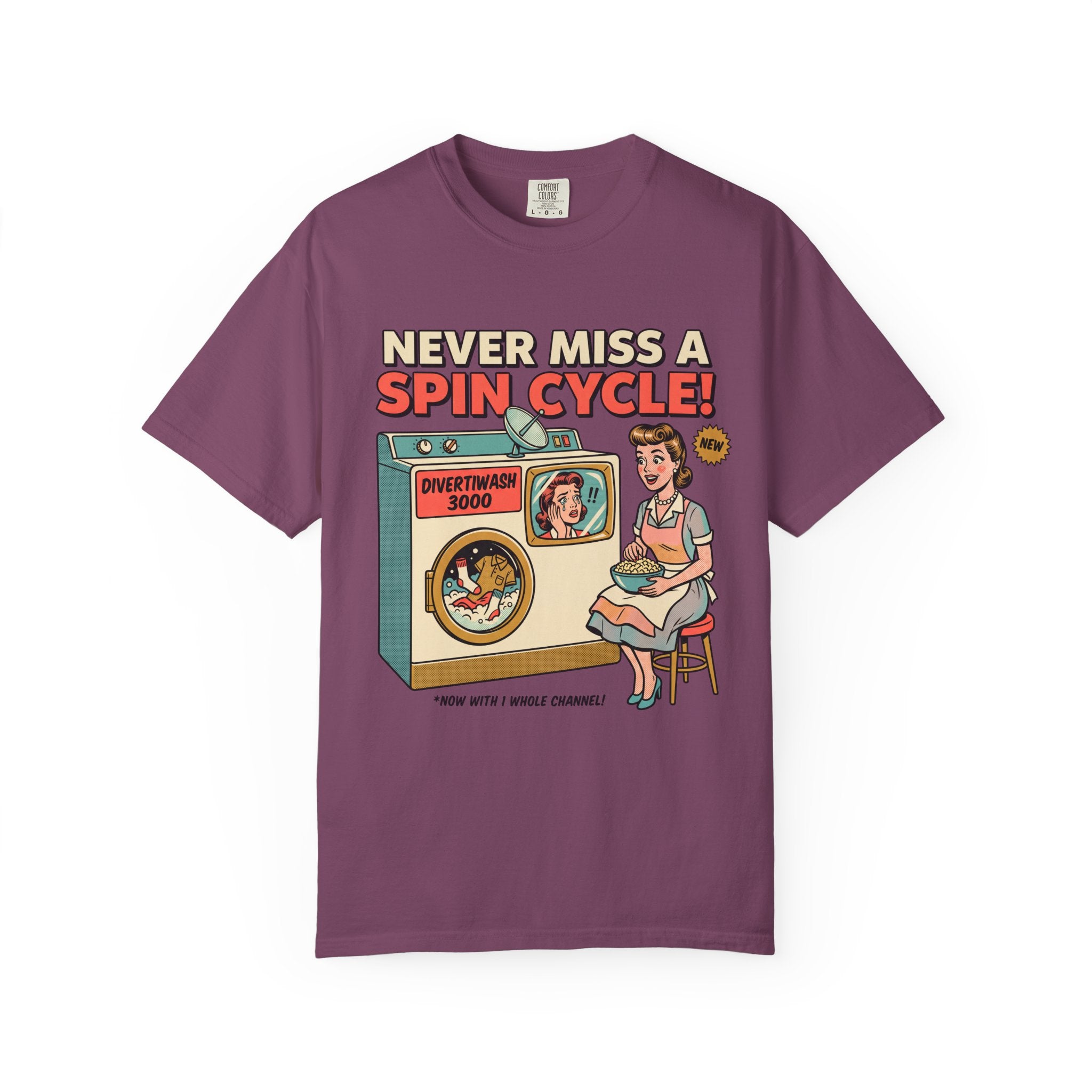 Never Miss a Spin Cycle Laundry T-Shirt | Retro Washer Illustration
