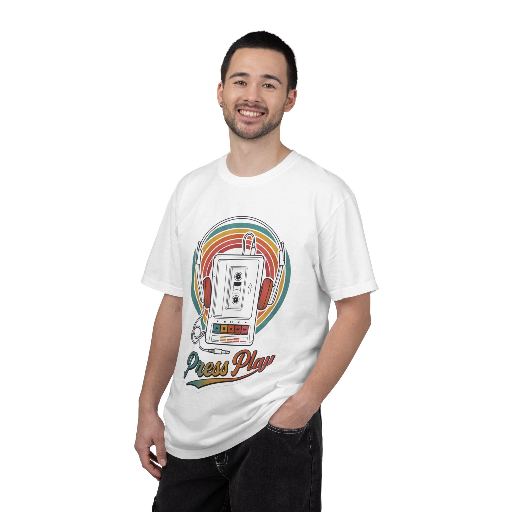 Retro Cassette Mixtape Press Play T-shirt | Vintage Walkman Headphones 80s 90s