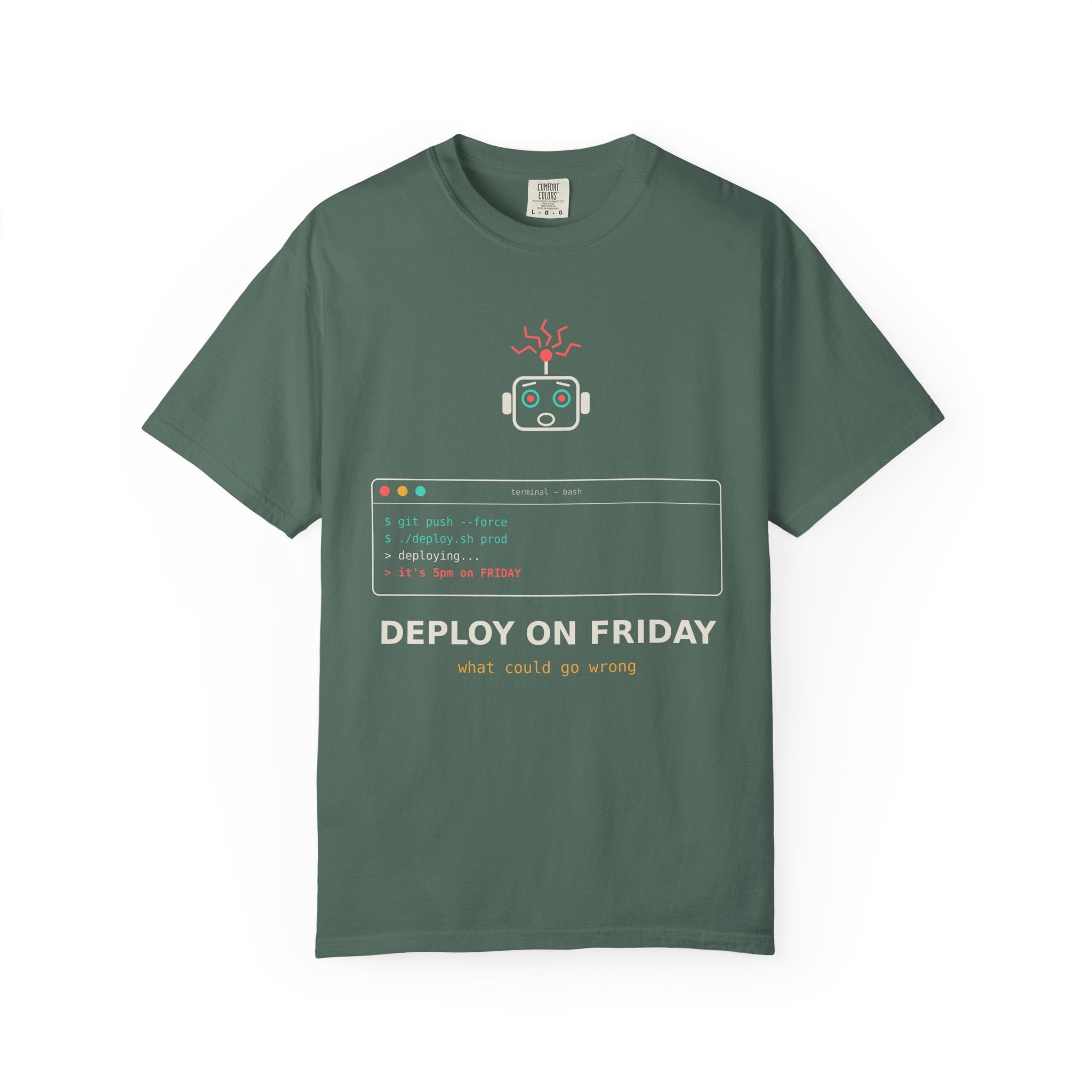 Deploy on Friday Funny Programmer T-Shirt, Coding Humor Tee, Software Developer Gift, DevOps Meme Shirt, Tech Nerd Gift for Coders