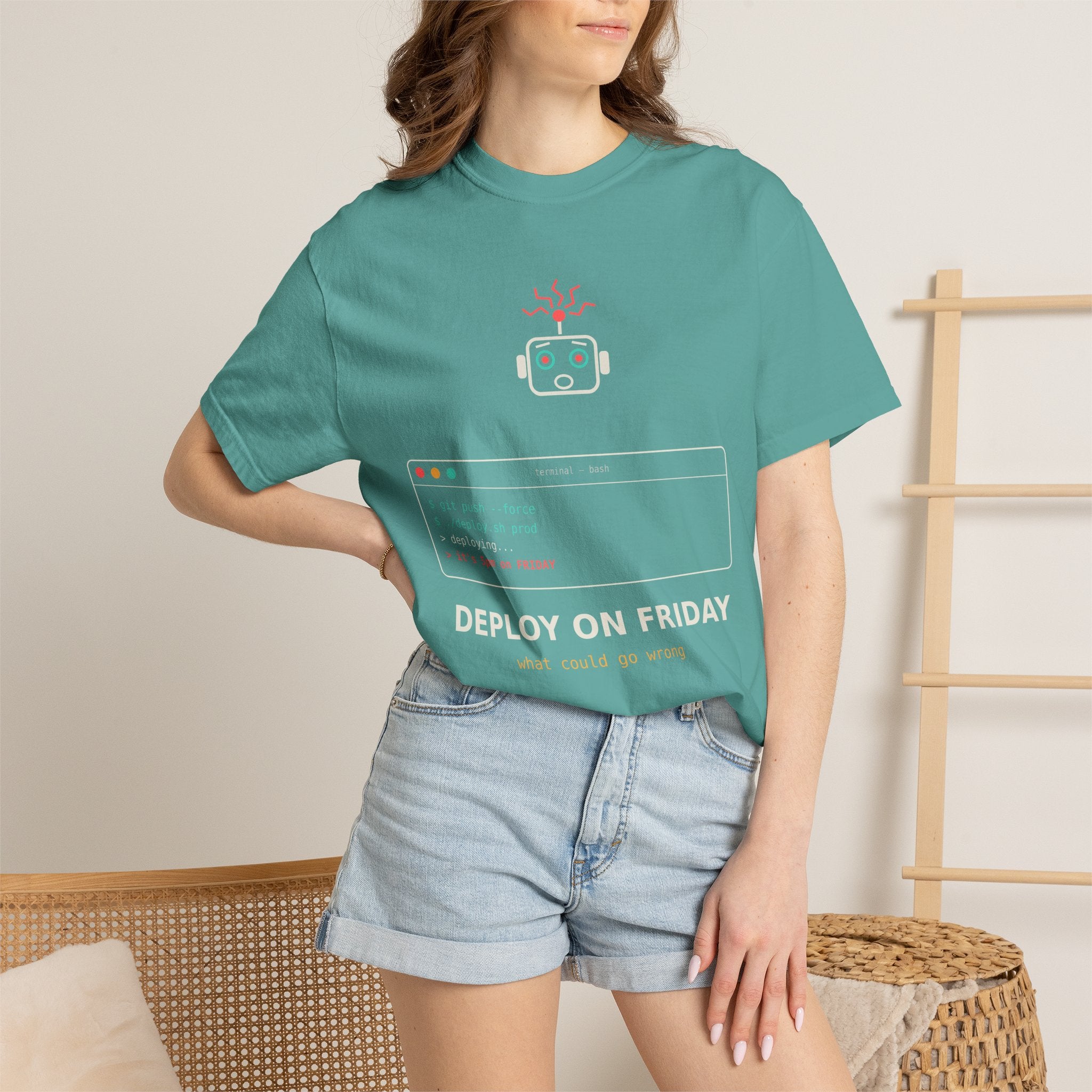 Deploy on Friday Funny Programmer T-Shirt, Coding Humor Tee, Software Developer Gift, DevOps Meme Shirt, Tech Nerd Gift for Coders