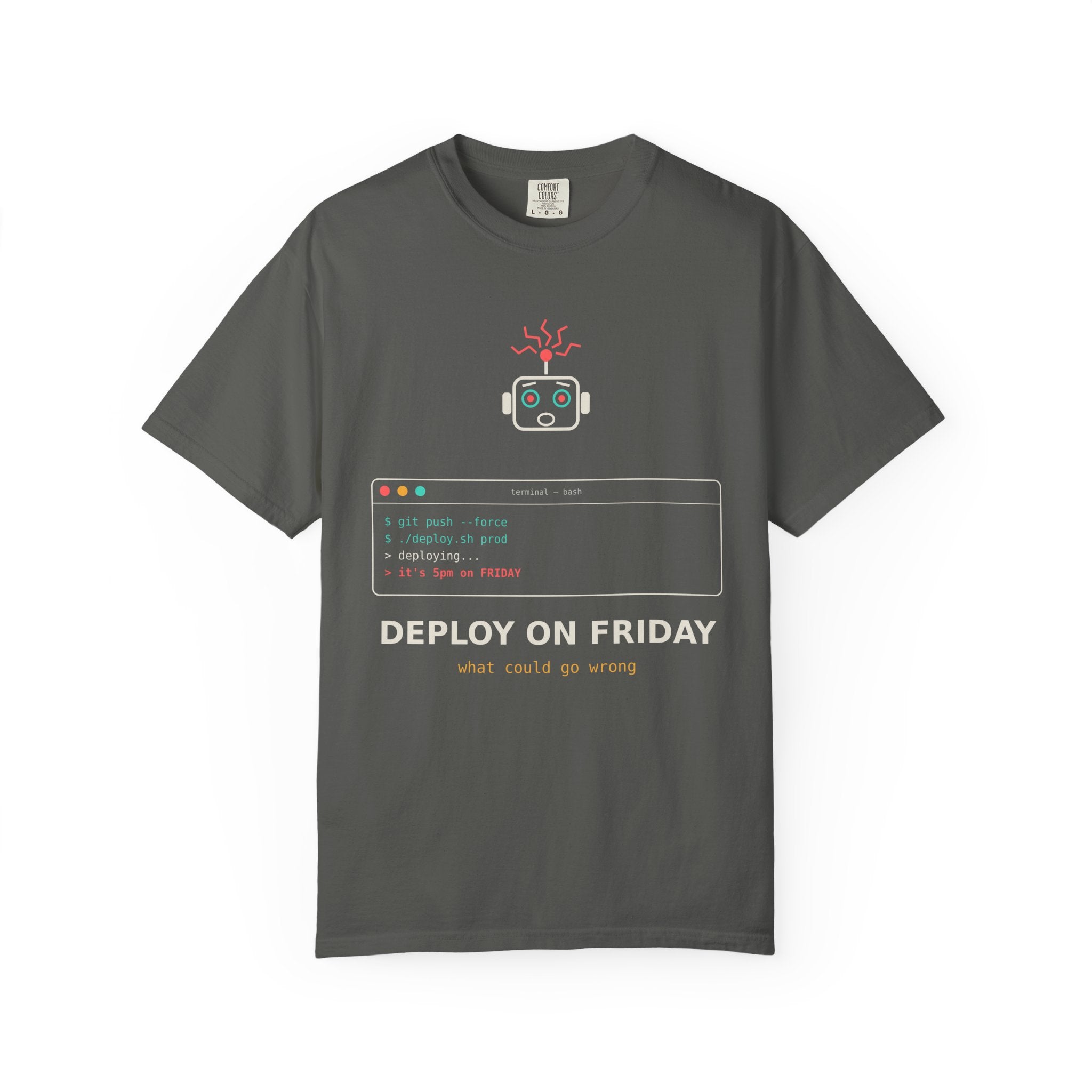 Deploy on Friday Funny Programmer T-Shirt, Coding Humor Tee, Software Developer Gift, DevOps Meme Shirt, Tech Nerd Gift for Coders