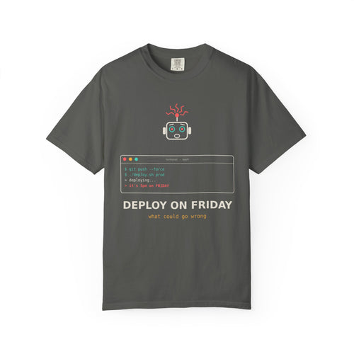Deploy on Friday Funny Programmer T-Shirt, Coding Humor Tee, Software Developer Gift, DevOps Meme Shirt, Tech Nerd Gift for Coders