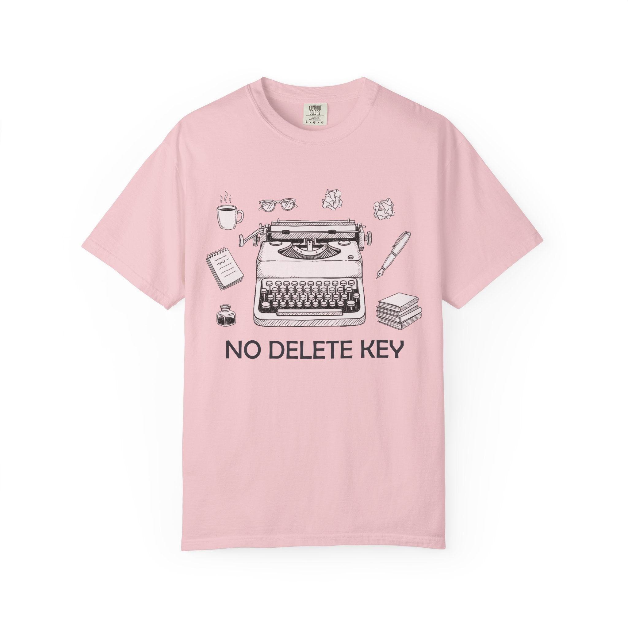 No Delete Key Typewriter T-Shirt | Writer Desk Illustration