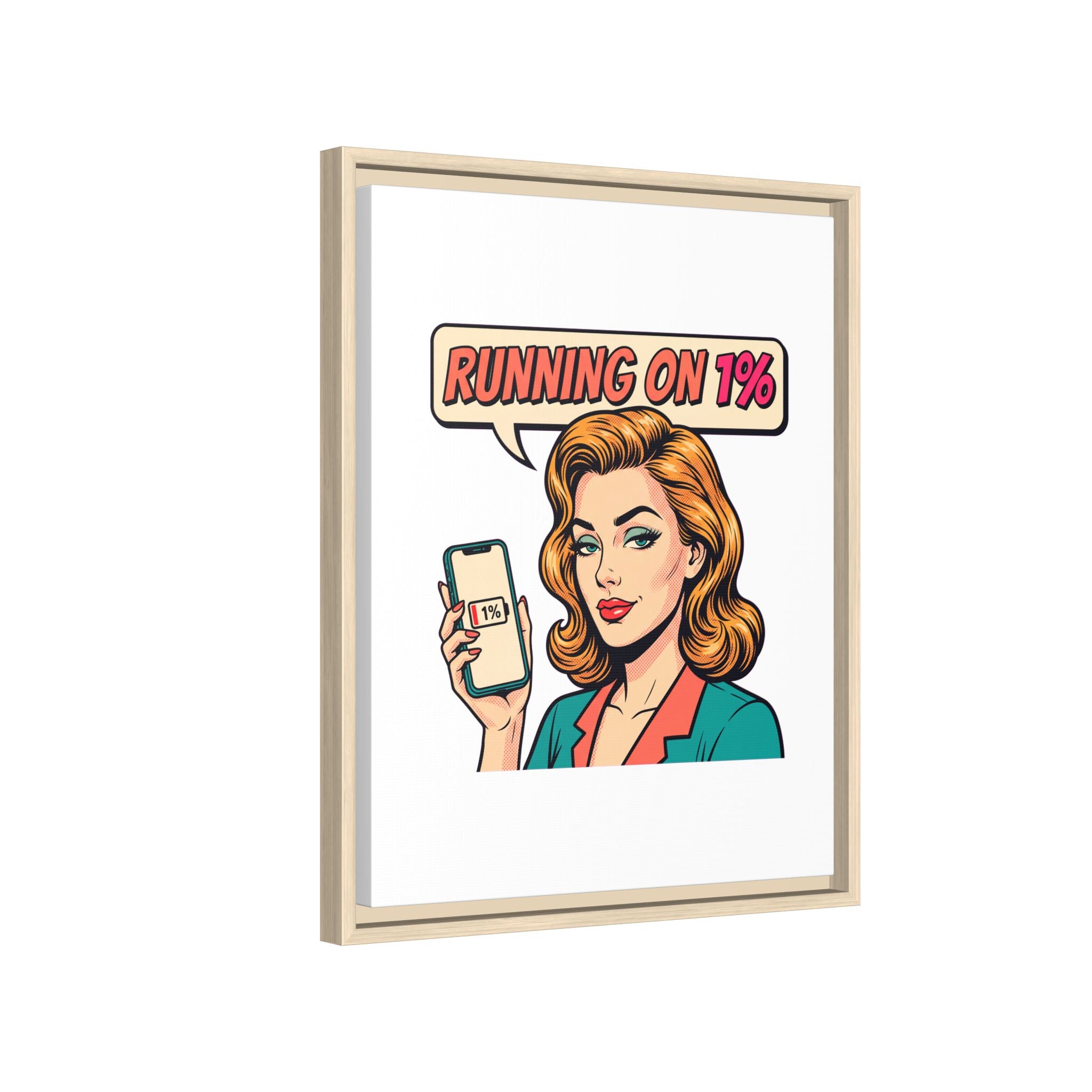 Running on 1% Pop Art Woman Matte Canvas