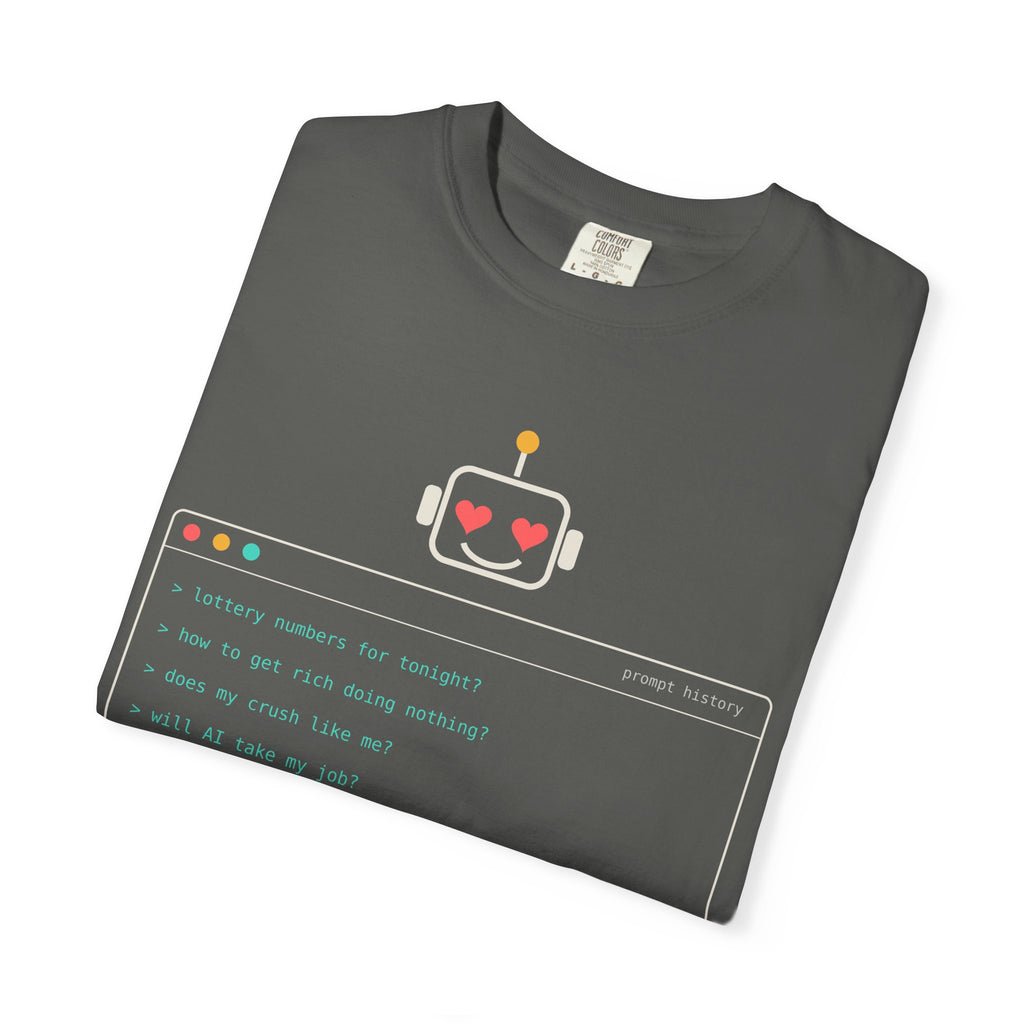 What We Ask AI Funny Meme T-Shirt, Lottery Numbers Crush Questions Tee, AI Humor Shirt, Programmer Nerd Gift, Tech Lover Gift for Coders