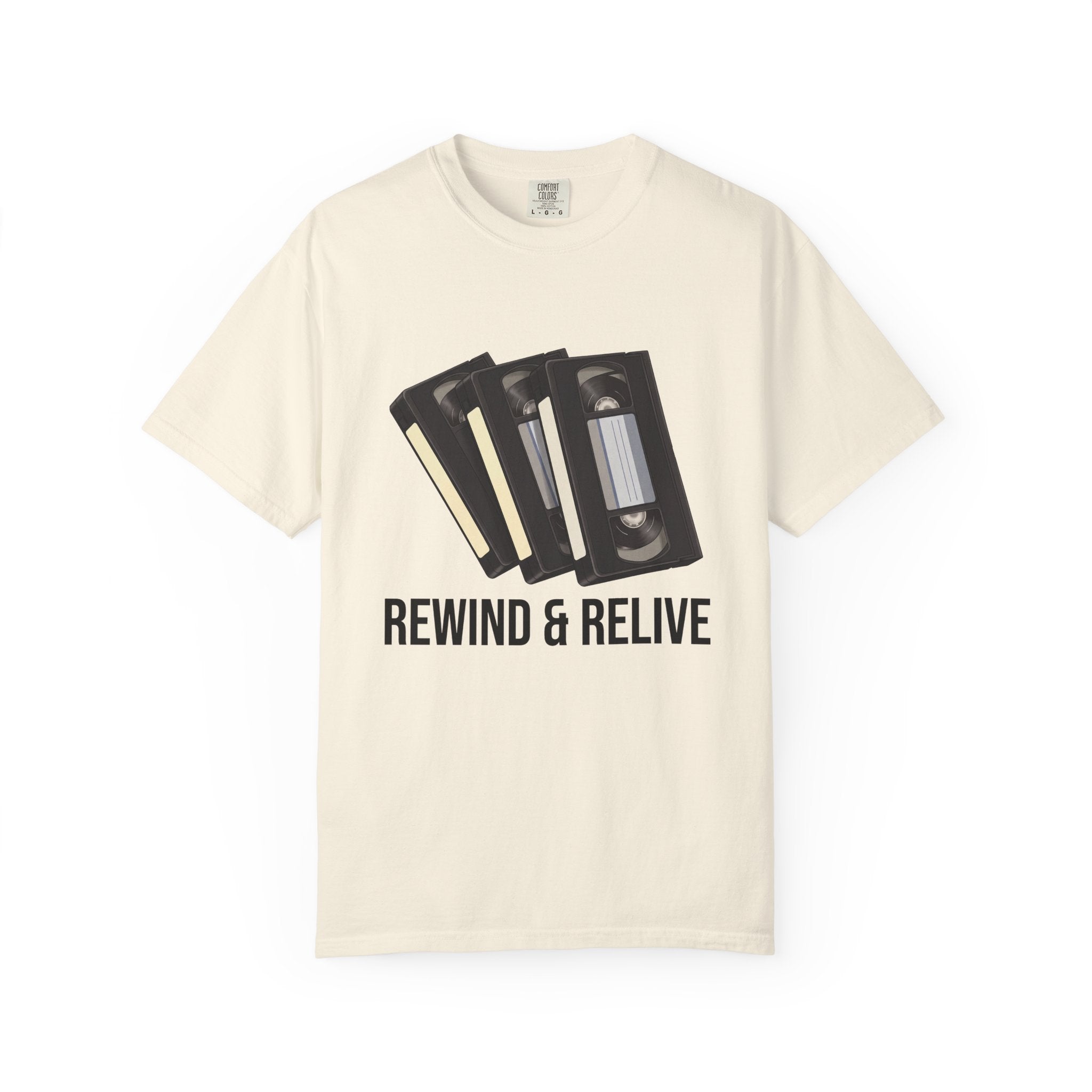 Rewind & Relive VHS Tape T-shirt | Retro Cassette Video Nostalgia