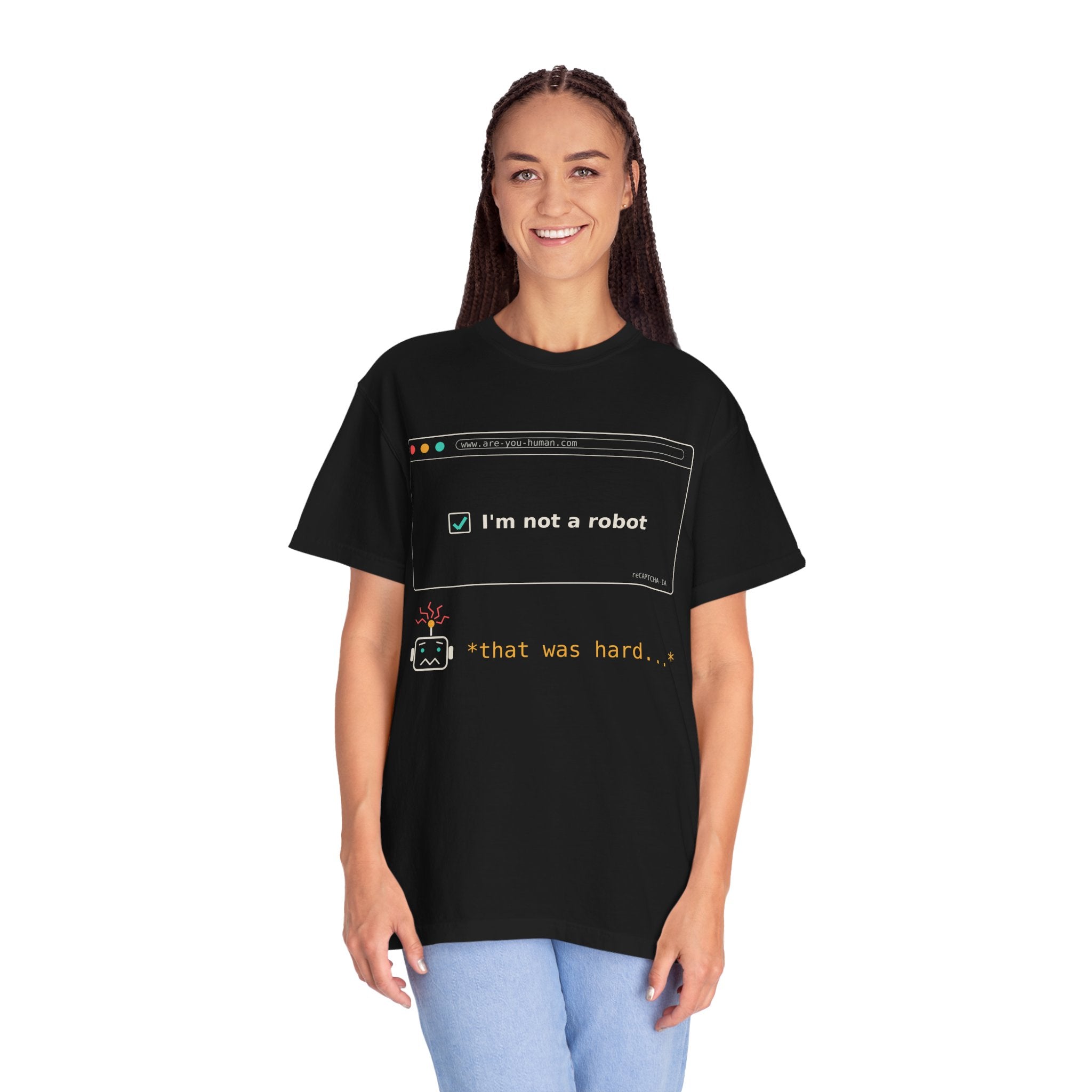 I'm Not a Robot Funny AI T-Shirt, CAPTCHA Meme Tee, Prompt Engineer Gift, Programmer Developer Shirt, AI Humor for Coders and Nerds