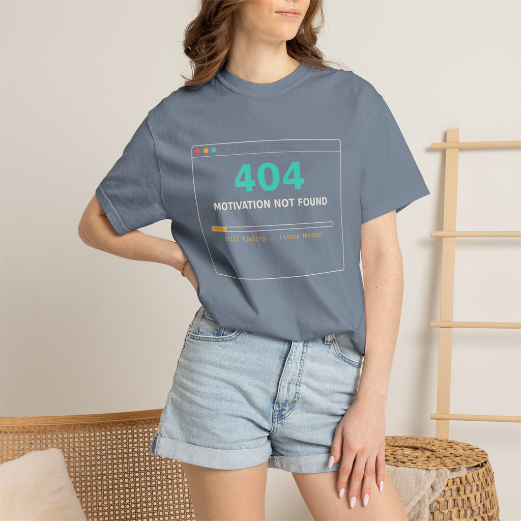 404 Motivation Not Found Funny T Shirt, Sarcastic Meme Tee, Programmer Gift, Tech Humor Shirt, Lazy Monday Nerd Gift for Coders