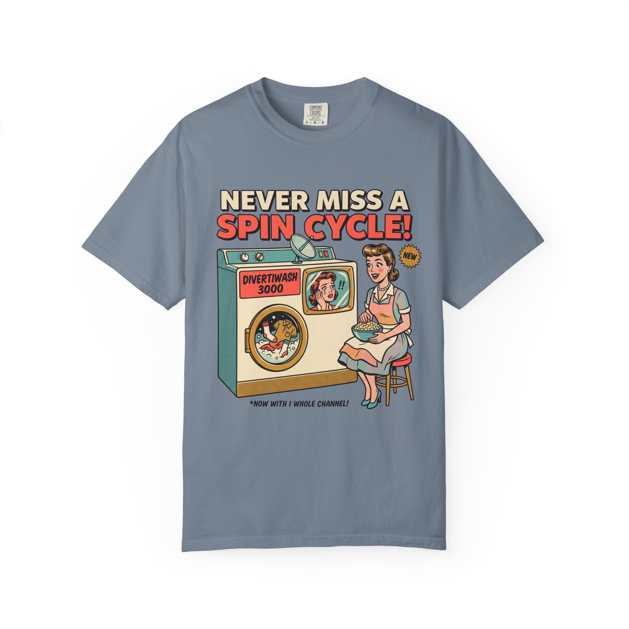 Never Miss a Spin Cycle Laundry T-Shirt | Retro Washer Illustration