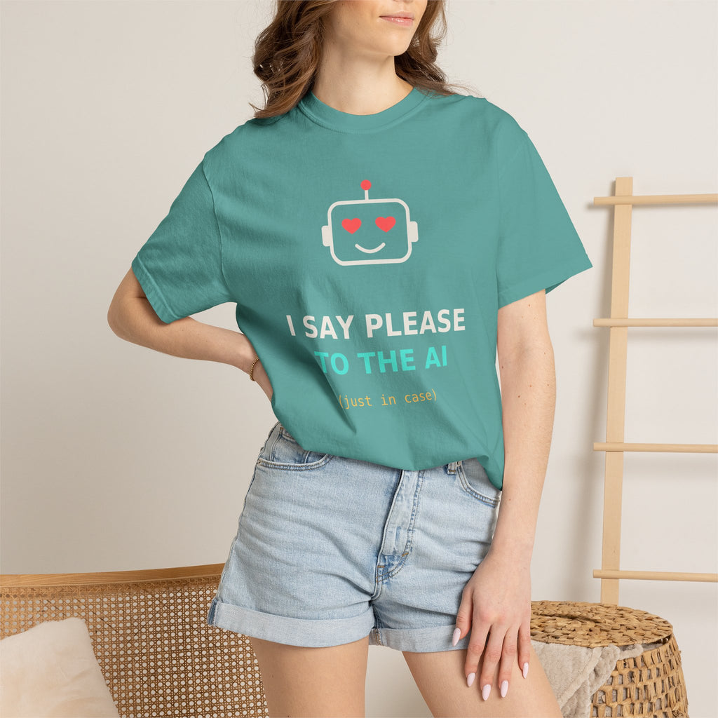 I Say Please to the AI Funny T Shirt, AI Meme Gift, Polite Robot Tee, Tech Humor Shirt, Programmer Nerd Gift for Coders