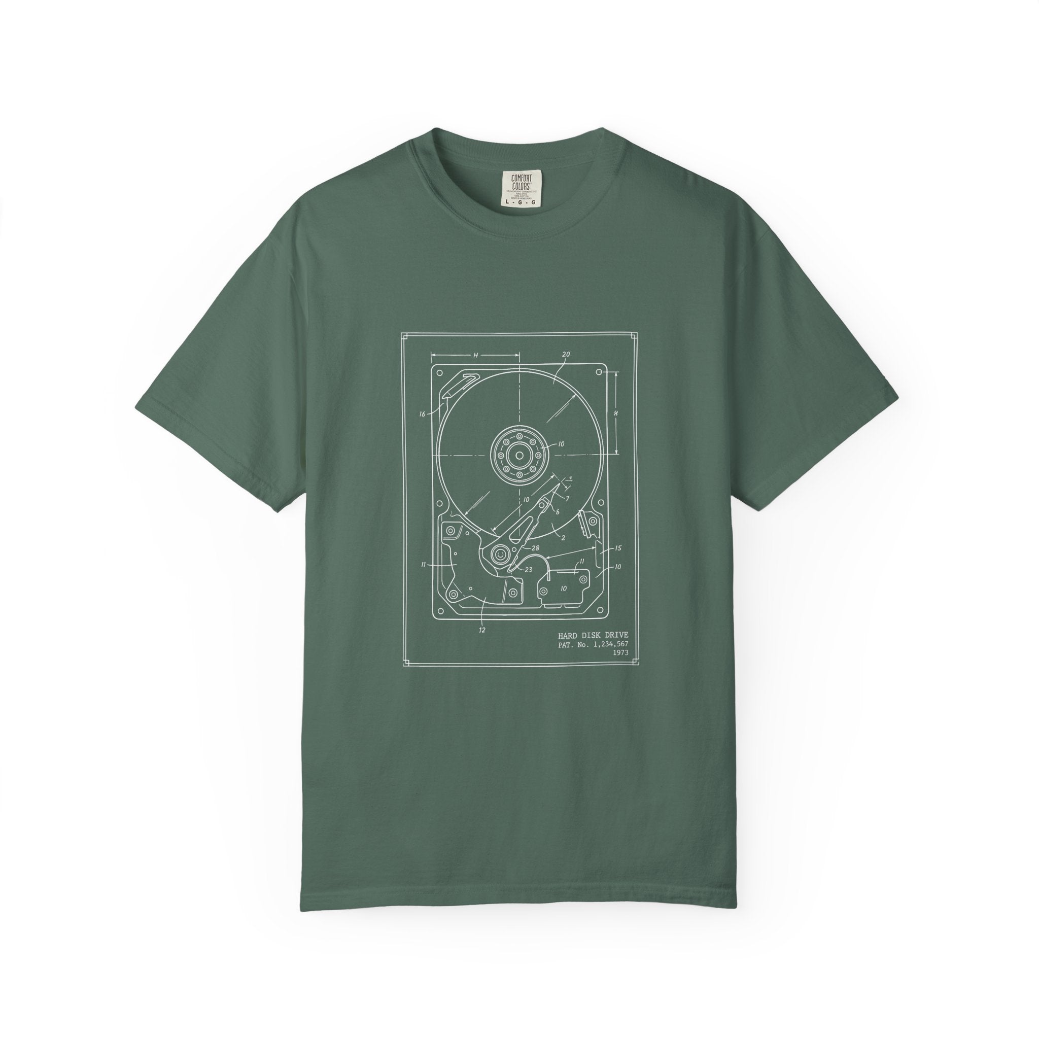 Hard Drive Blueprint T-Shirt | Vintage Computer Parts Diagram, Tech Diagram Tee
