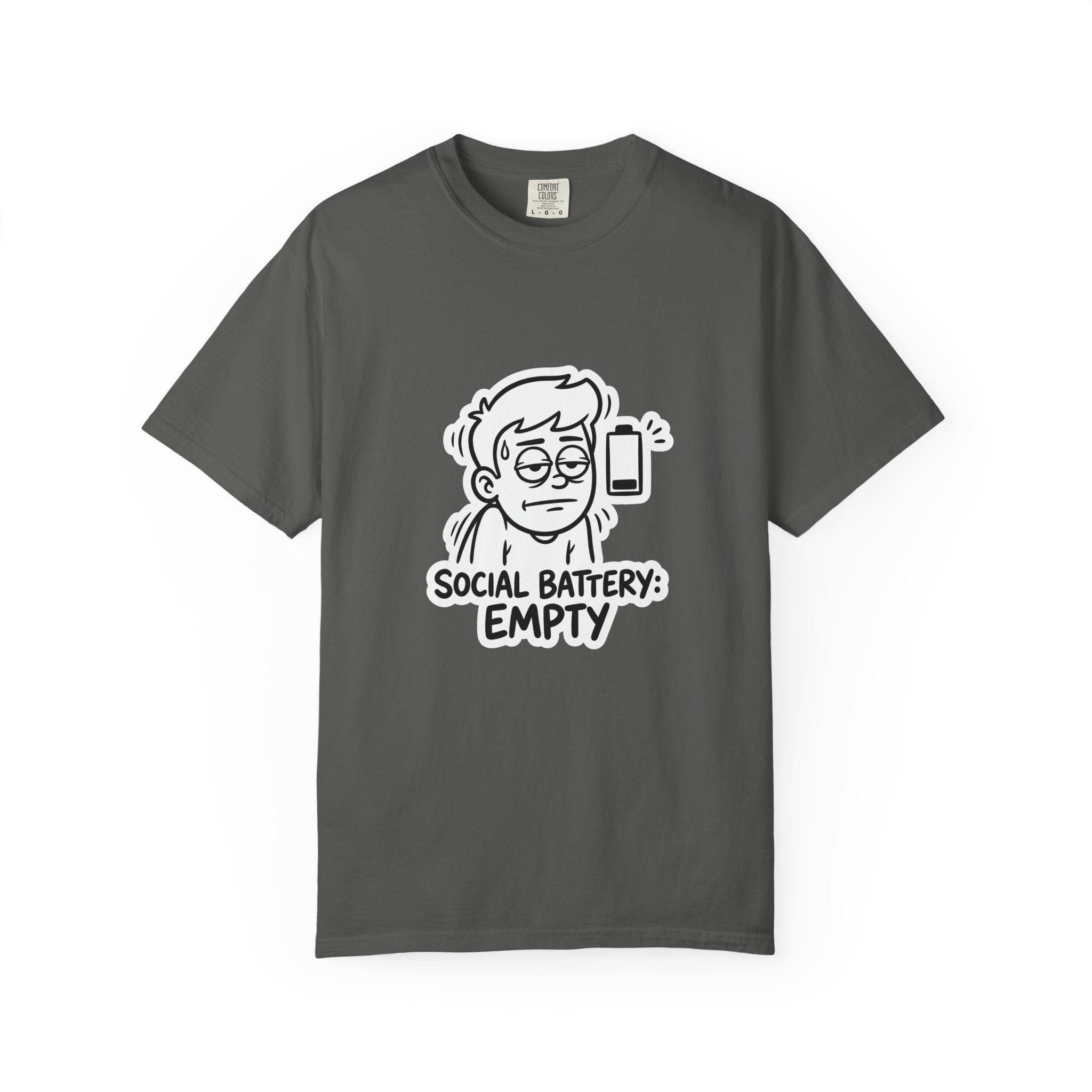 Social Battery Empty T-shirt | Introvert Humor Tee, Low Battery Graphic