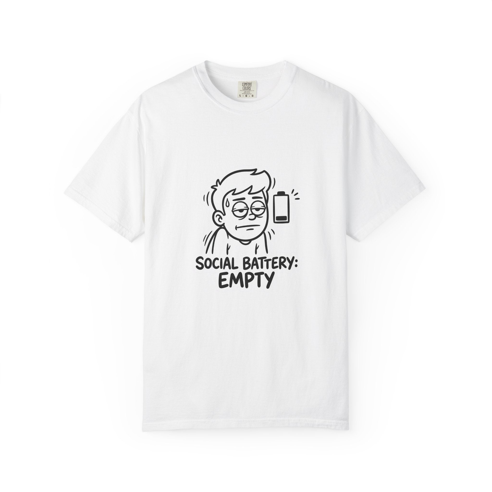 Social Battery Empty T-shirt | Introvert Humor Tee, Low Battery Graphic