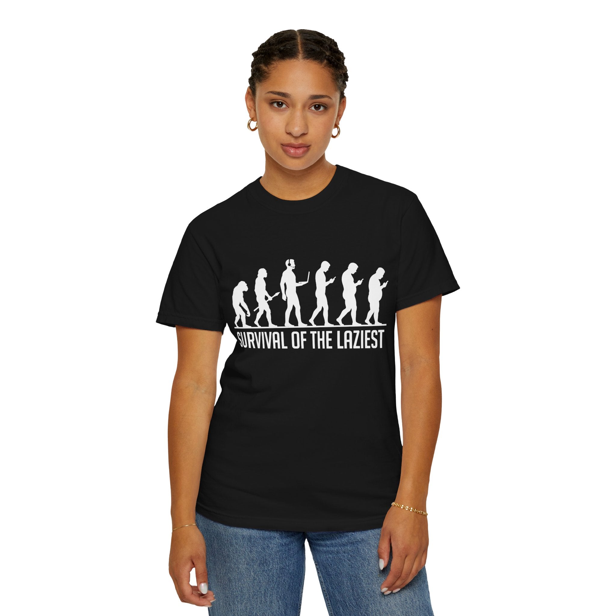 Survival of the Laziest T-shirt | Evolution Humorous Graphic Tee