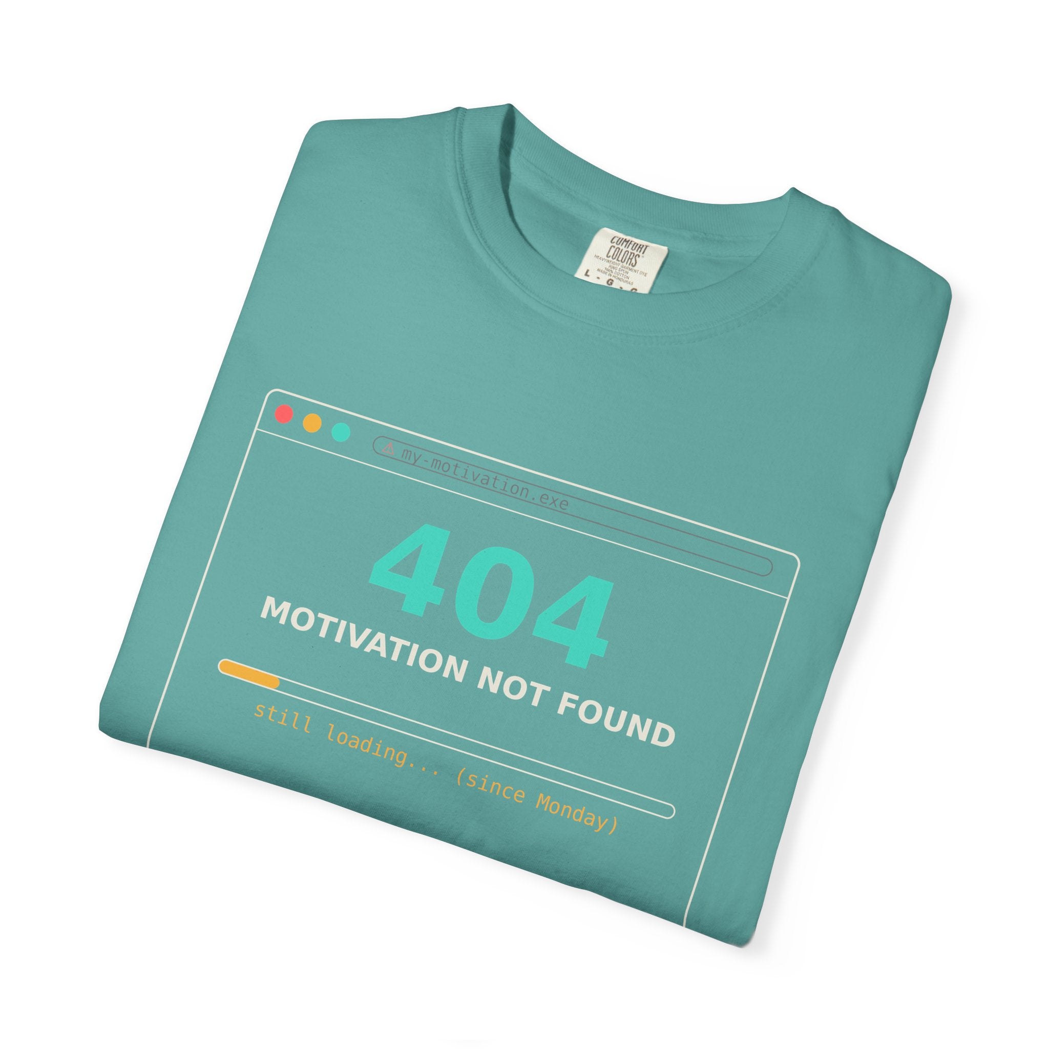 404 Motivation Not Found Funny T Shirt, Sarcastic Meme Tee, Programmer Gift, Tech Humor Shirt, Lazy Monday Nerd Gift for Coders
