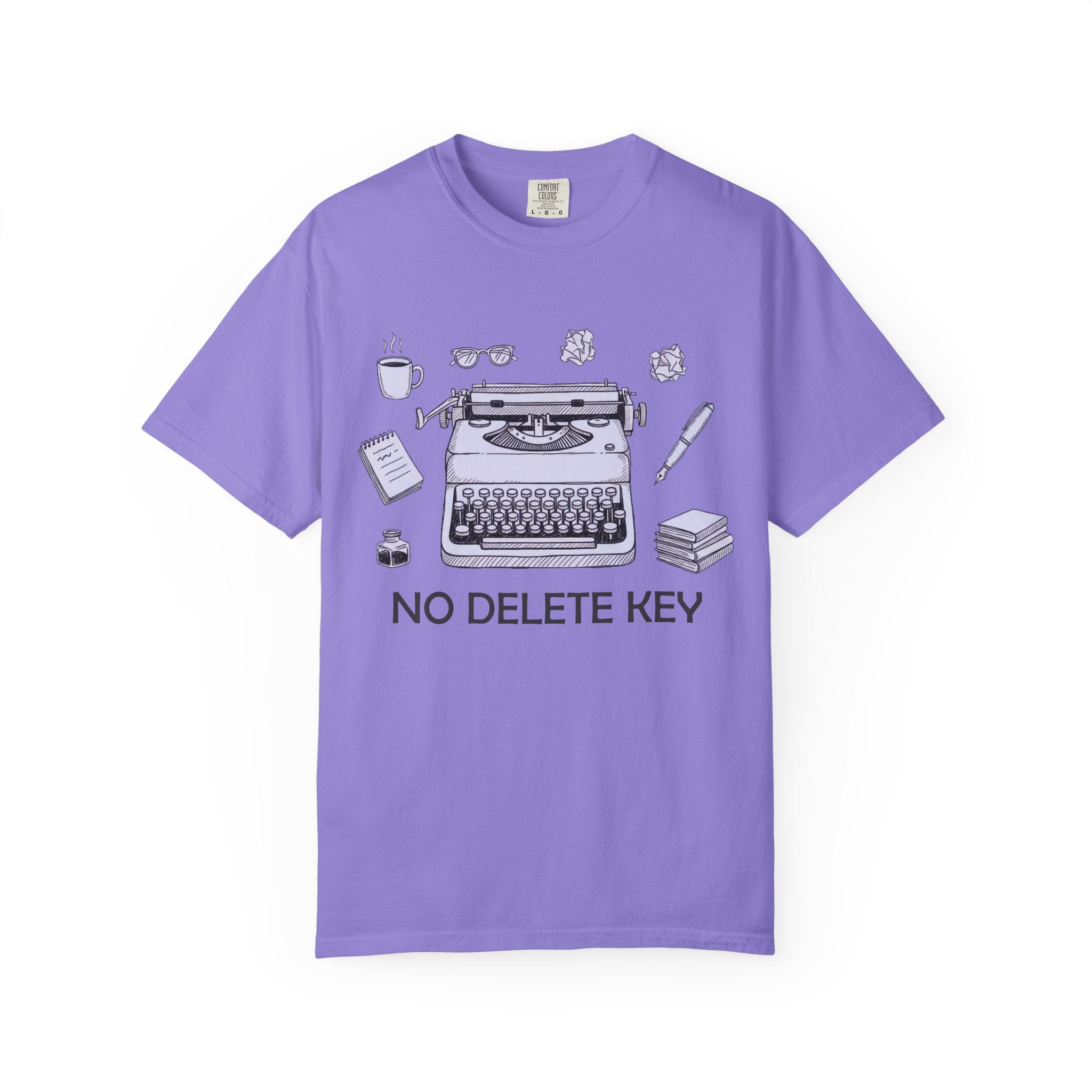 No Delete Key Typewriter T-Shirt | Writer Desk Illustration