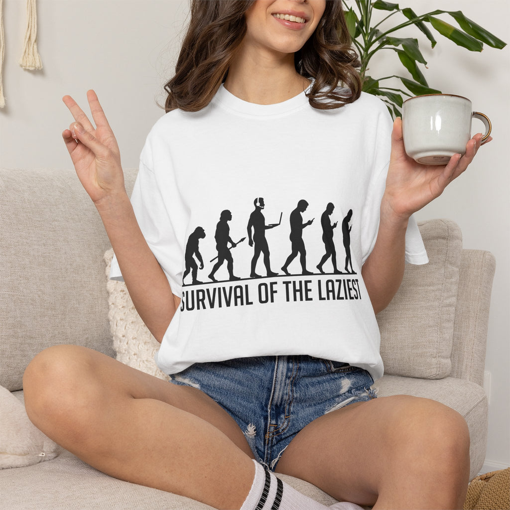 Survival of the Laziest T-shirt | Evolution Humorous Graphic Tee