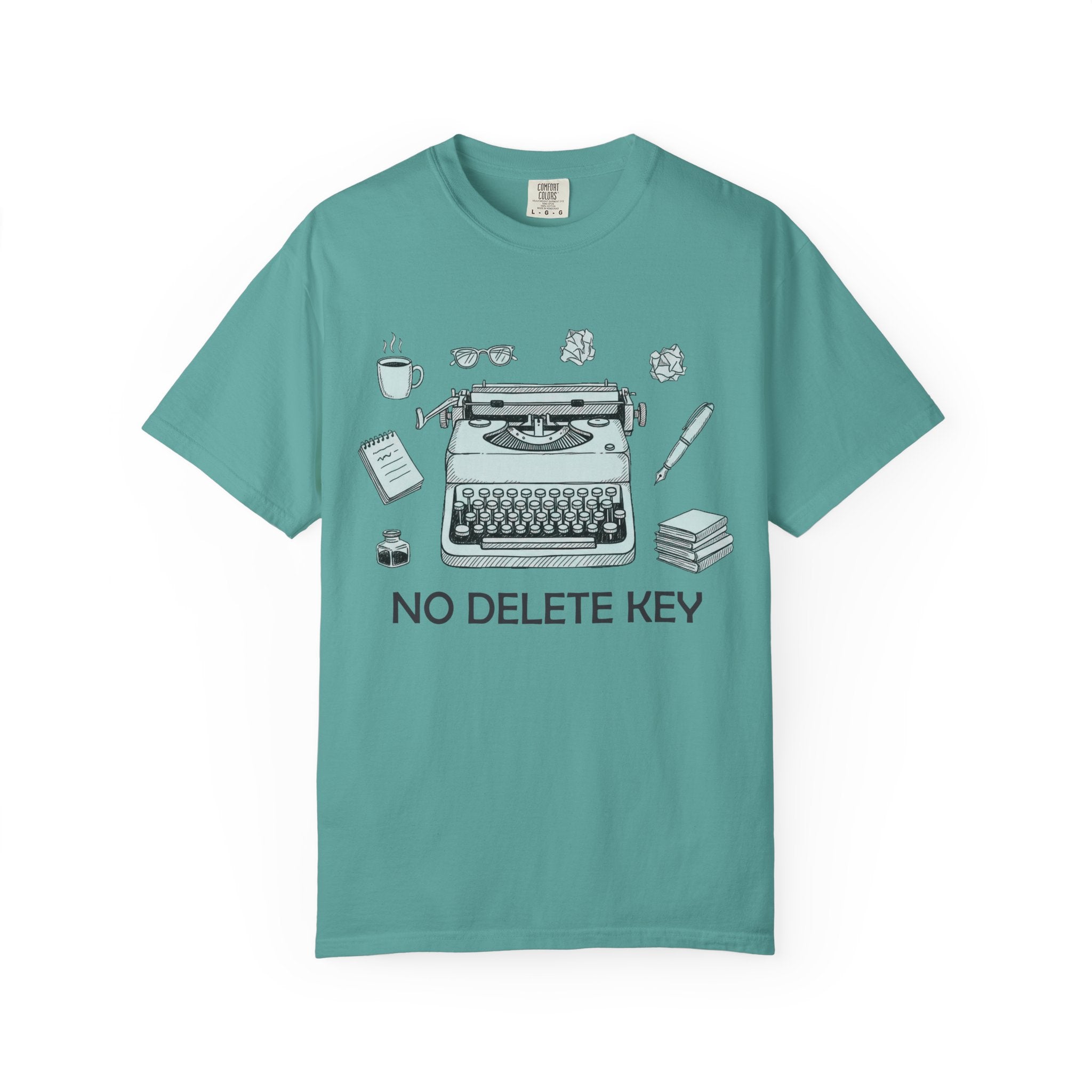 No Delete Key Typewriter T-Shirt | Writer Desk Illustration