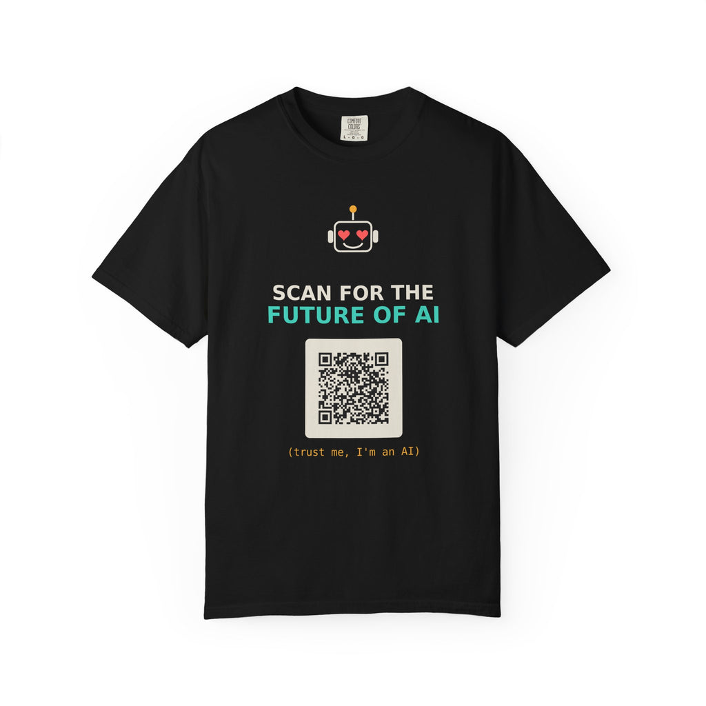 Scan for the Future of AI Funny QR Code T Shirt, Prank Meme Tee, Programmer Gift, Tech Humor Shirt, Nerd Gift for Coders and AI Fans