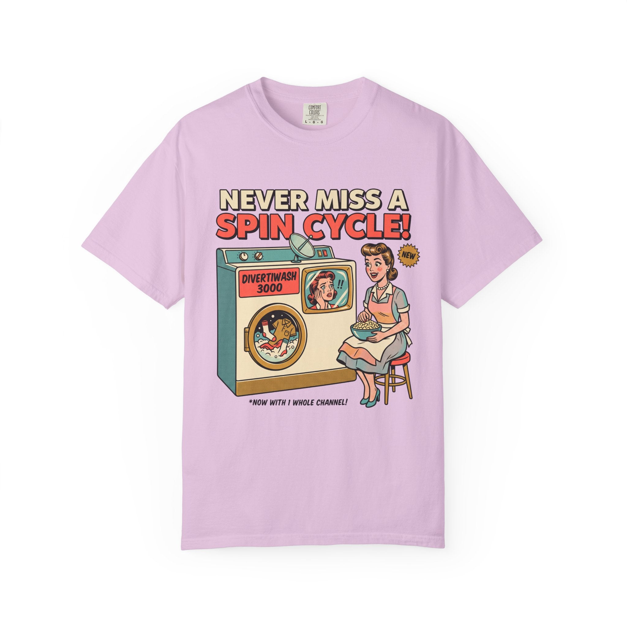 Never Miss a Spin Cycle Laundry T-Shirt | Retro Washer Illustration
