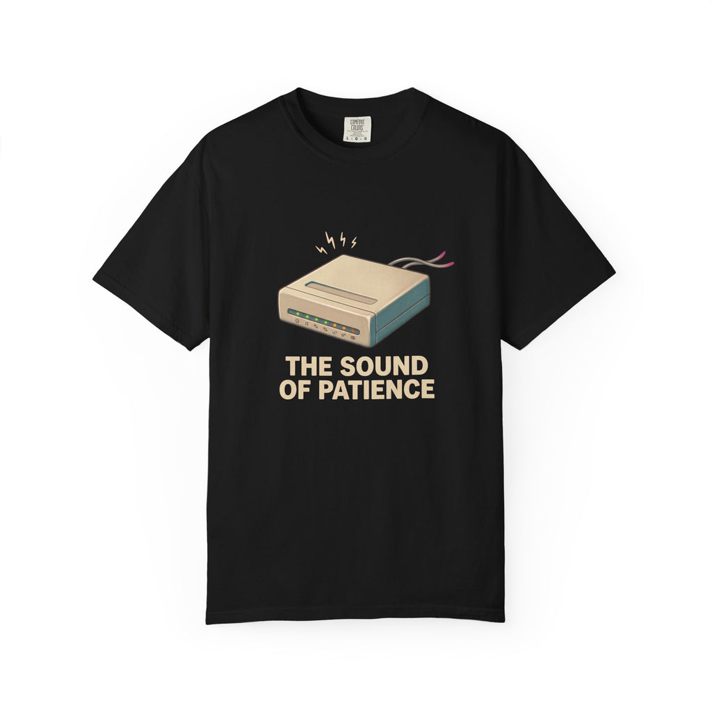 Retro Modem Illustration The Sound of Patience T-Shirt | Tech Nostalgia Tee