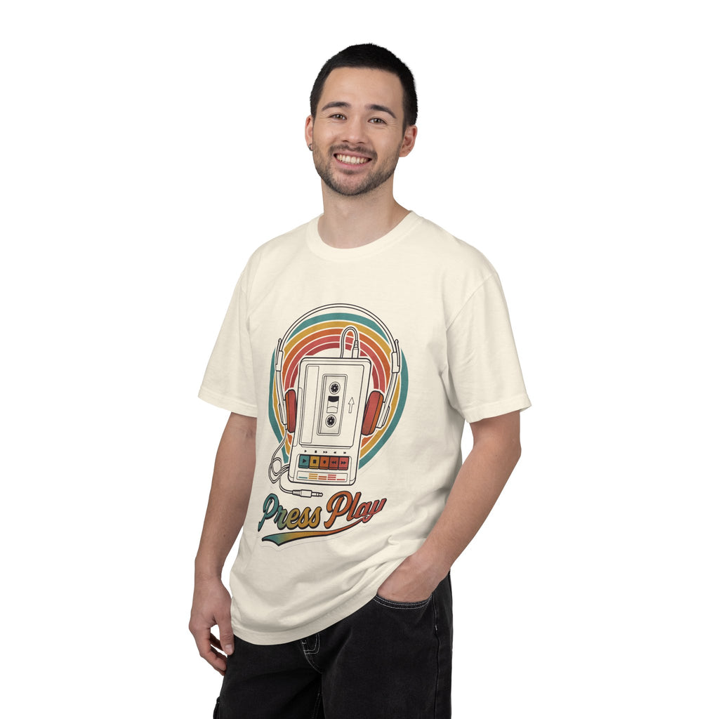 Retro Cassette Mixtape Press Play T-shirt | Vintage Walkman Headphones 80s 90s