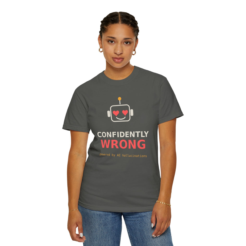 Confidently Wrong Funny AI T Shirt, AI Hallucination Meme Tee, Programmer Gift, Tech Humor Shirt, Chatbot Robot Nerd Gift for Coders