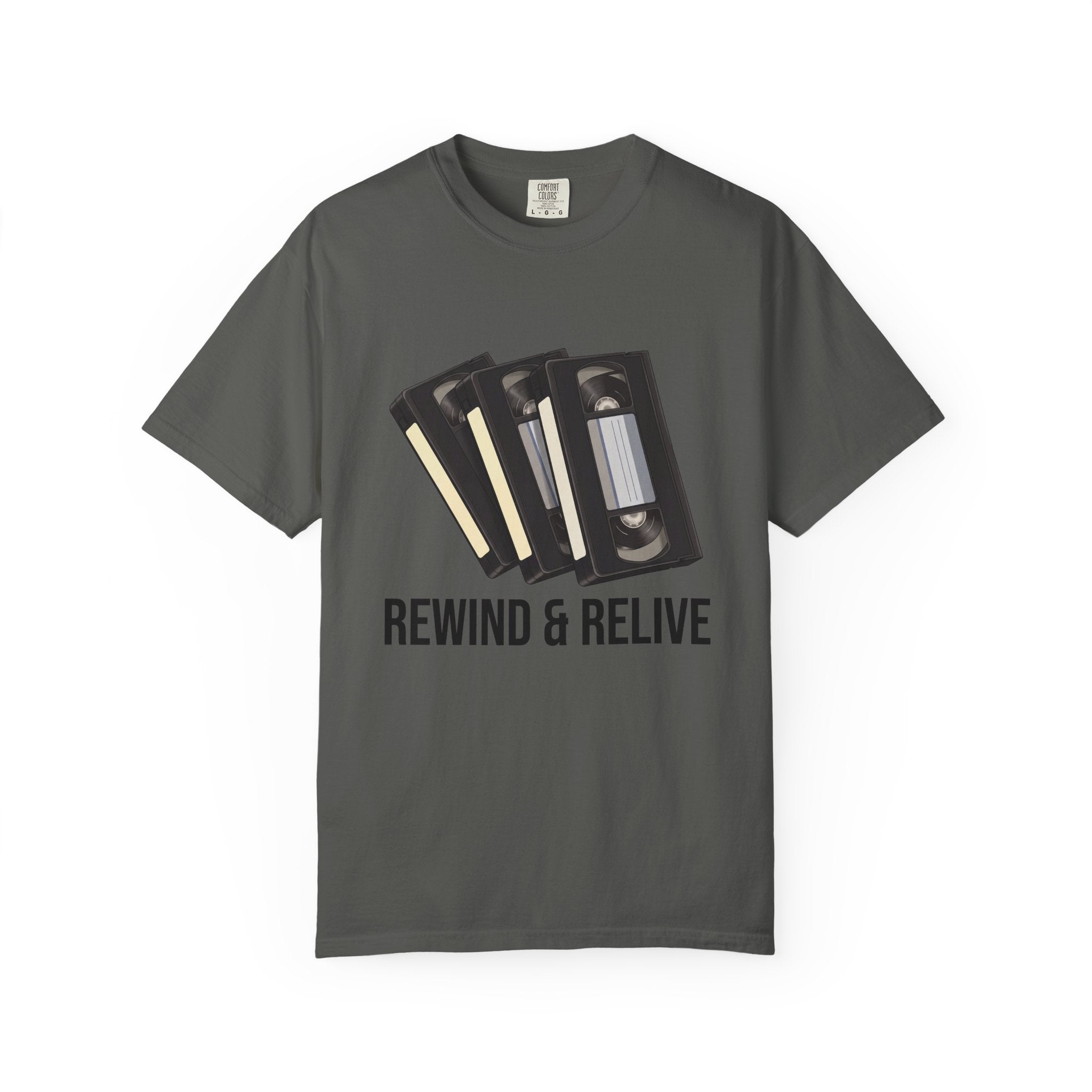 Rewind & Relive VHS Tape T-shirt | Retro Cassette Video Nostalgia