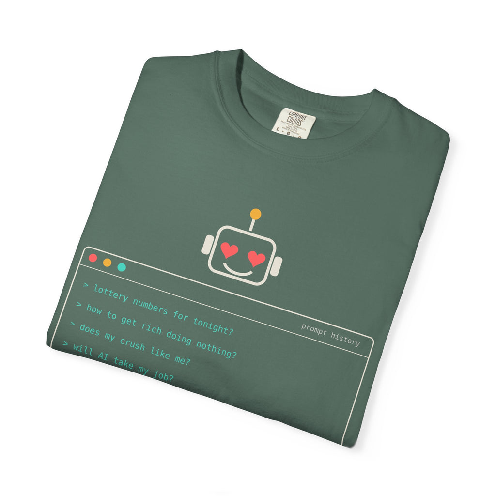 What We Ask AI Funny Meme T-Shirt, Lottery Numbers Crush Questions Tee, AI Humor Shirt, Programmer Nerd Gift, Tech Lover Gift for Coders